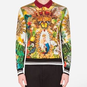 Dolce Gabbana Colorful Graphic Long Sleeve Shirt